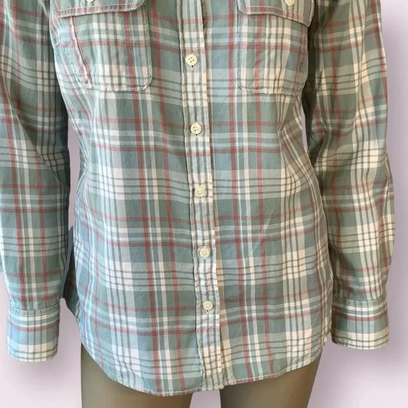 J. Crew Perfect Shirt Western Plaid Button Up Long Sleeves Size S Green Cotton - Picture 4 of 15